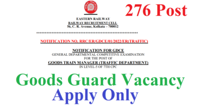 Railway Goods Guard Regular Recruitment 2022, ER, Metro Railway, CLW