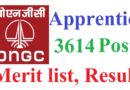 ONGC Apprentice 2022 Merit list, 3614 Posts, ONGC Apprentice Result
