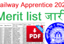 Railway Apprentice Merit list 2022, Latest Railway Apprentice Merit list 2022