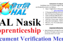 HAL Nasik Apprentice Merit List Document Verification 2022