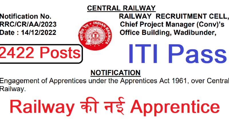 Central Railway Apprentice 2023 2422 Posts Iti Pass Railway