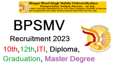 BPSMV Non Teaching Recruitment 2023, 10th,12th,ITI, Diploma, Graduation, Master Degree Latest Vacancy 2023, Govt Jobs 2023