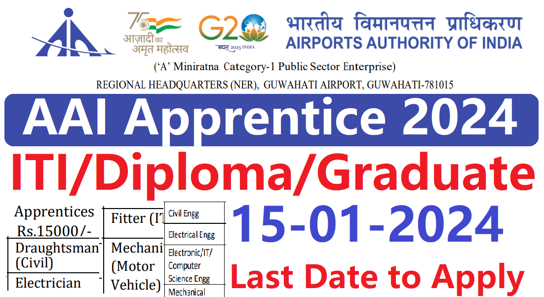 AAI Apprentice Recruitment 2024, ITI, Diploma, Graduate, 15-01-2024
