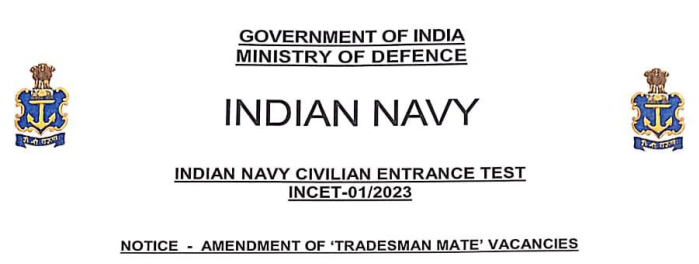 Indian Navy Tradesman Mate Vacancies Increased Official Notice