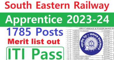 South Eastern Railway Apprentice Merit list 2023-24 out, 1785 Posts