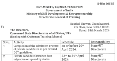 ITI NCVT latest Official Notice 2024 Out @ncvtmis.gov.in