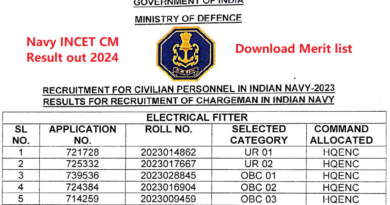 Indian Navy INCET CM 01/2023 result 2024 Out