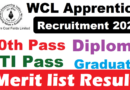 WCL Apprentice merit list 2024 pdf download, 1218 Posts,  @westerncoal.in