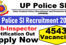 UP Police SI Recruitment 2025, 4543 Vacancies, Sub-Inspector Post Latest Vacancy 2025, 11/09/2025 Last Date