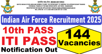Indian Air Force Recruitment 2025, ITI Pass Latest Vacancy 2025, 30/12/2025 Last Date