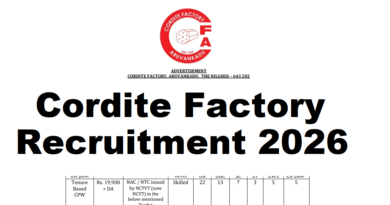 Cordite Factory CPW Recruitment 2026