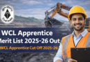 WCL Apprentice Merit list 2025-26 Out, WCL Apprentice cut off 2025-26 out