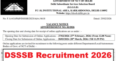 DSSSB Recruitment 2026, ITI, 12th, Graduate, etc