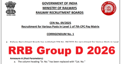 RRB Group D Corrigendum 1 Official notice 2026 Out