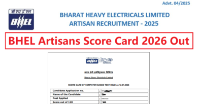 BHEL Artisans Score Card 2026 Out