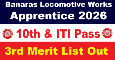 BLW Apprentice 3rd Merit list 2026 Out, BLW 3rd Cut off 2026