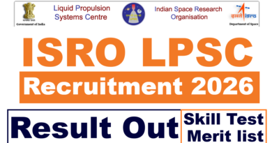 ISRO LPSC Recruitment 2026 Merit list Out