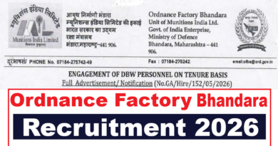 Ordnance Factory Bhandara Recruitment 2026 Notification out