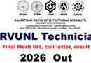 RRVUNL Technician Final Merit list, call letter, result 2026 Out
