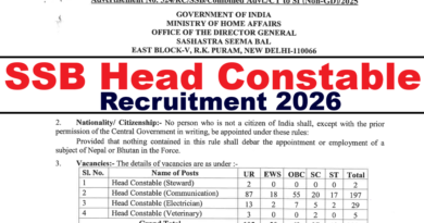 SSB Head Constable Recruitment 2026