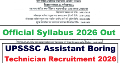 UPSSSC Assistant Boring Technician Official Syllabus 2026 Out