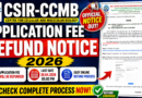 CSIR CCMB Application Fee Refund Notice 2026