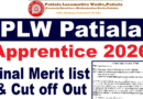 PLW Apprentice Final Merit list and Cut off 2026 Out