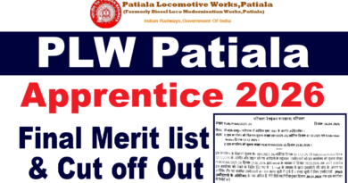 PLW Apprentice Final Merit list and Cut off 2026 Out