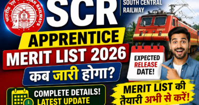 SCR Apprentice Merit list 2026 kab jari hoga