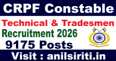 CRPF Tradesman Recruitment 2026 Full Notification Out