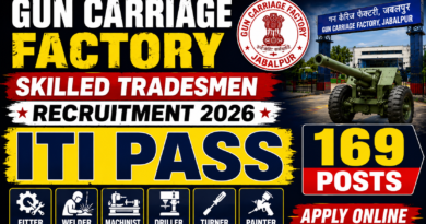 Gun Carriage Factory Jabalpur Skilled Tradesmen Recruitment 2026