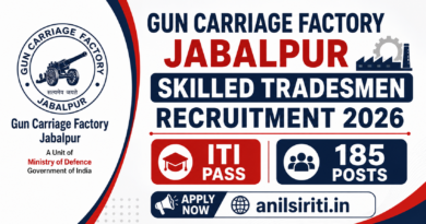 Gun Carriage Factory Jabalpur Skilled Tradesmen Recruitment 2026