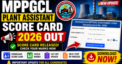 MPPGCL Plant Assistant Score Card 2026 Out