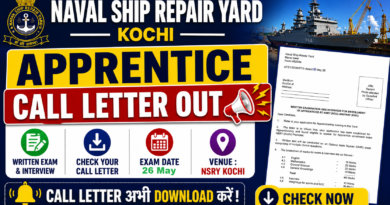 Naval Ship Repair Yard Apprentice Call letter 2026 Out