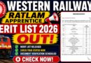 Western Railway Ratlam Apprentice Merit list 2026 Out