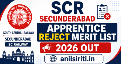 SCR Secunderabad Apprentice Reject Merit list 2026 Out