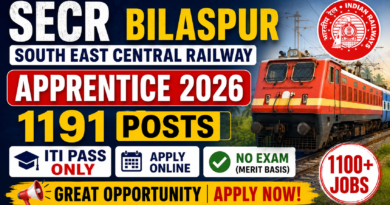 SECR Bilaspur Apprentice 2026 Notification out
