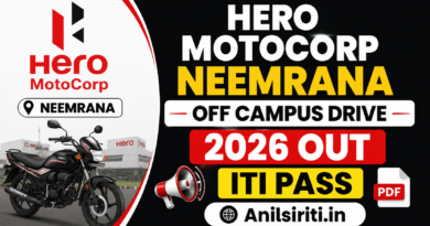 Hero MotoCorp Neemrana Off Campus Drive 2026 Out