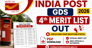 India Post GDS 4th Merit list 2026 Out Pdf download