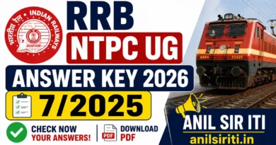RRB NTPC UG Answer key 2026 CEN No. 07/2025
