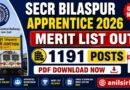 SECR Bilaspur Apprentice 2026 Merit list out