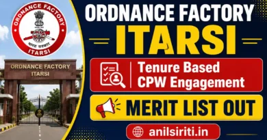 Ordnance Factory Itarsi CPW Merit list 2026 Out