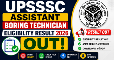 UPSSSC Assistant Boring Technician Eligibility Result 2026 Out