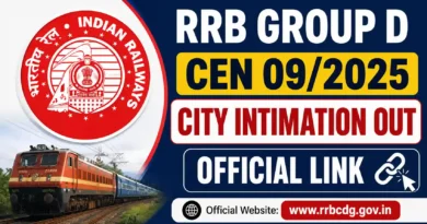 RRB Group d Cen 09/2025 City intimation official link