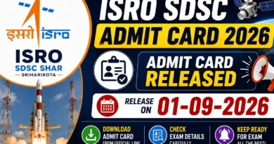 ISRO SDSC Admit Card 2026 release on 01-09-2026