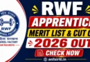 RWF Apprentice Merit list and cut off 2026 Out