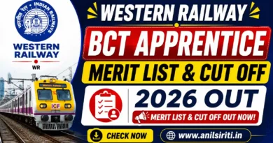 Western Railway BCT Apprentice Merit list and Cut off 2026 Out