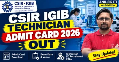CSIR IGIB Technician Admit Card 2026 Out