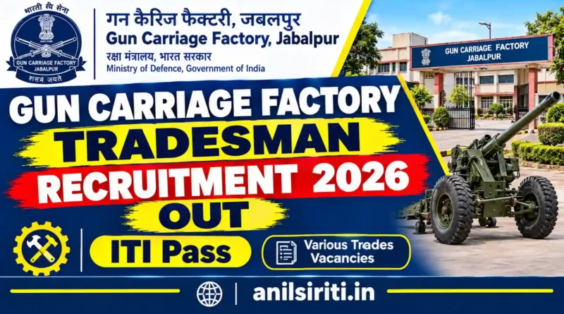 Gun Carriage Factory Tradesman Recruitment 2026 Out