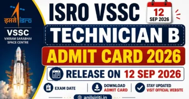 ISRO VSSC Technician B Admit Card 2026 release on 12 Sep 2026